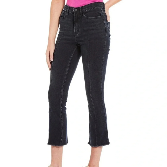 NWT Calvin Klein Black Cropped High Rise Kick Bootcut Jeans Size 30 - Picture 1 of 6